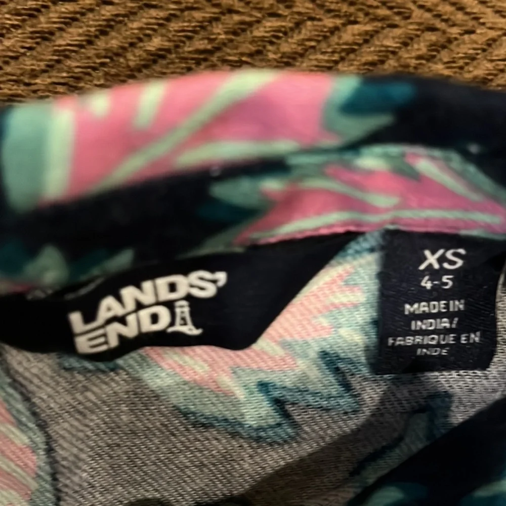 Lands' End Girls Long Sleeve Tie Front Flannel Dress / NWOT / XS